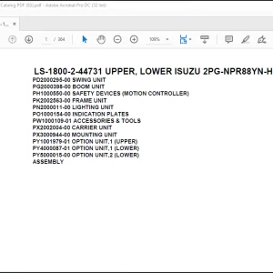 Tadano Crane LS-1800-2-44731 UPPER, LOWER ISUZU 2PG-NPR88YN-HN5AY-D Spare Parts Catalog Manual - PDF DOWNLOAD