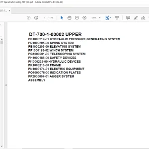Tadano DT-700-1-00002 UPPER Spare Parts Catalog Manual - PDF DOWNLOAD