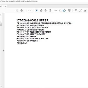 Tadano DT-700-1-00003 UPPER Spare Parts Catalog Manual - PDF DOWNLOAD