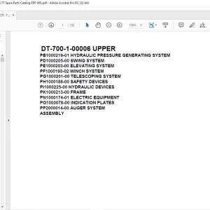 Tadano DT-700-1-00006 UPPER Spare Parts Catalog Manual - PDF DOWNLOAD
