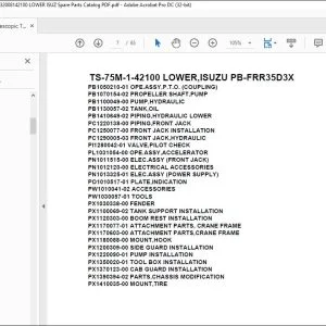 Tadano Telescopic Truck Crane TS-75M-1-42100 LOWER,ISUZU PB-FRR35D3X Parts Manual