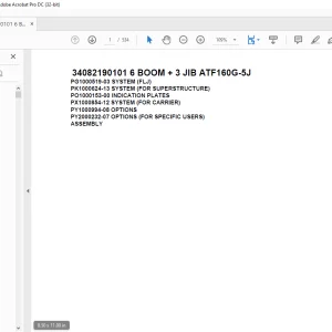 Tadano Terrain Crane 34082190101 6 BOOM + 3 JIB ATF160G-5J Spare Parts Catalog Manual -  PDF DOWNLOAD