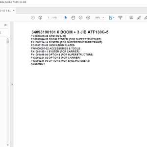 Tadano Terrain Crane 34093190101 6 BOOM + 3 JIB ATF130G-5 Spare Parts Catalog Manual - PDF DOWNLOAD