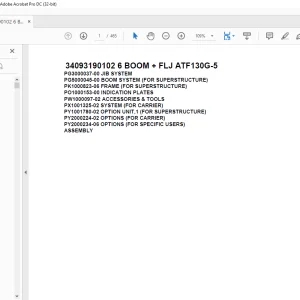 Tadano Terrain Crane 34093190102 6 BOOM + FLJ ATF130G-5 Spare Parts Catalog Manual - PDF DOWNLOAD