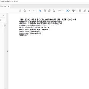Tadano Terrain Crane 38012290105 6 BOOM,WITHOUT JIB, ATF100G-4J Spare Parts Manual - PDF DOWNLOAD