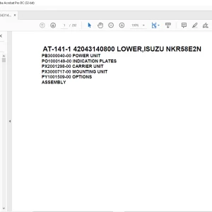 Tadano crane AT-141-1 42043140800 LOWER,ISUZU NKR58E2N Spare Parts Catalog Manual -PDF DOWNLOAD