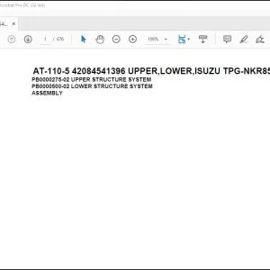 Tadano Crane AT-110-5 42084541396 UPPER,LOWER,ISUZU TPG-NKR85AN-EE5AHY-JM Spare Parts Catalog Manual - PDF DOWNLOAD