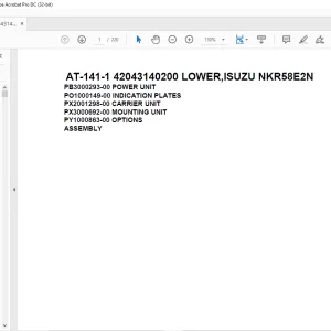 Tadano crane AT-141-1 42043140200 LOWER,ISUZU NKR58E2N Spare Parts Catalog Manual -PDF DOWNLOAD