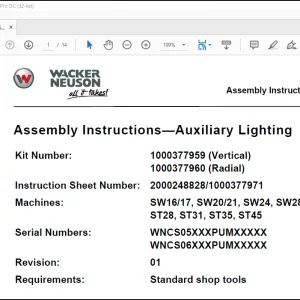 Wacker Neuson Assembly Instructions—Auxiliary Lighting Manual - PDF DOWNLOAD