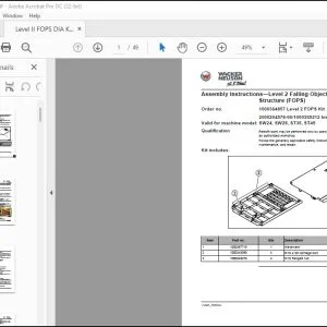 Wacker Neuson Assembly Instructions—Level 2 Falling Level II FOPS DIA Kit Manual - PDF DOWNLOAD