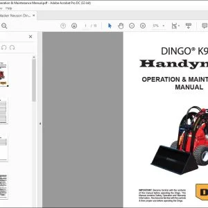Wacker Neuson Dingo K9-2 Handyman Operation & Maintenance Manual - PDF DOWNLOAD