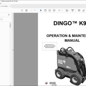 Wacker Neuson Dingo K9-4 Operation & Maintenance Manual - PDF DOWNLOAD
