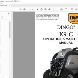 Wacker Neuson Dingo K9-C Operation & Maintenance Manual - PDF DOWNLOAD