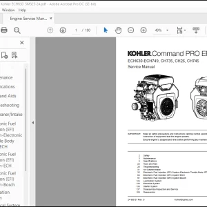 Wacker Neuson  Kohler Command PRO EFI ECH630-ECH749, CH735, CH26, CH745 Engine Service Manual - PDF DOWNLOAD