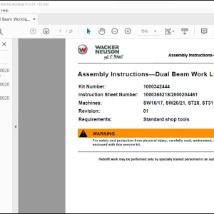 Wacker Neuson SW16/17, SW20/21, ST28, ST31 Assembly Instructions—Dual Beam Work Lights Manual - PDF DOWNLOAD