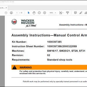 Wacker Neuson SW1617, SW2021, ST28, ST31 Assembly Instructions—Manual Control Armrests Manual - PDF DOWNLOAD