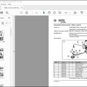Wacker Neuson SW16/17, SW20/21, ST28, ST31 Assembly Instructions—Ride Control Manual - PDF DOWNLOAD