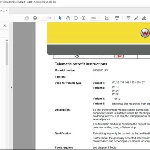 Wacker Neuson TH 5M- & WL Telematics Assembly instructions Manual - PDF DOWNLOAD