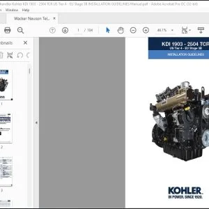 Wacker Neuson Telehandler Kohler KDI 1903 - 2504 TCR US Tier 4 - EU Stage 3B INSTALLATION GUIDELINES Manual - PDF DOWNLOAD