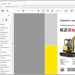 Wacker Neuson Tracked excavator EZ26 Operator’s manual - PDF DOWNLOAD