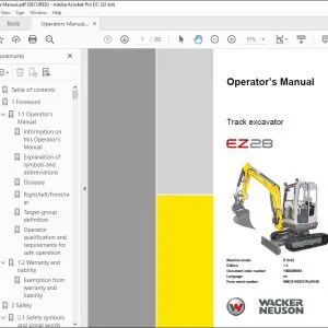 Wacker Neuson Tracked excavator EZ28 Operator’s Manual - PDF DOWNLOAD