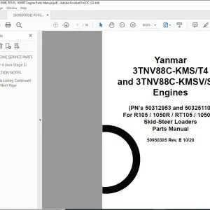 Yanmar 3TNV88C-KMS/T4 & 3TNV88C-KMSV/ST5 Engines Skid-Steer Loaders Parts Manual 50950305 - PDF DOWNLOAD