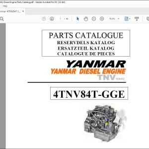 Yanmar 4TNV84T-GGE Diesel Engine Parts Catalog Manual - PDF DOWNLOAD