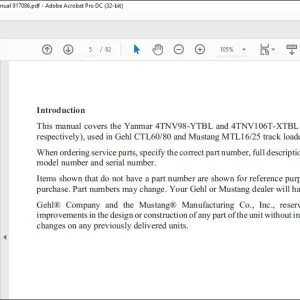 Yanmar 4TNV98-YTBL and 4TNV106T-XTBL Engine Parts Manual 917086 - PDF DOWNLOAD