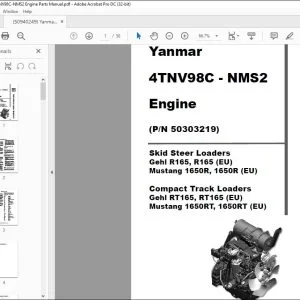 Yanmar 4TNV98C-NMS2 Engine Parts Manual 50940249 - PDF DOWNLOAD