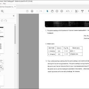 Yanmar Crawler Backhoe B37V-1 Ammann Parts Catalog Manual - PDF DOWNLOAD