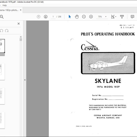 1976 Cessna 182P Skyline Pilot Operating Handbook Manual - PDF DOWNLOAD ...