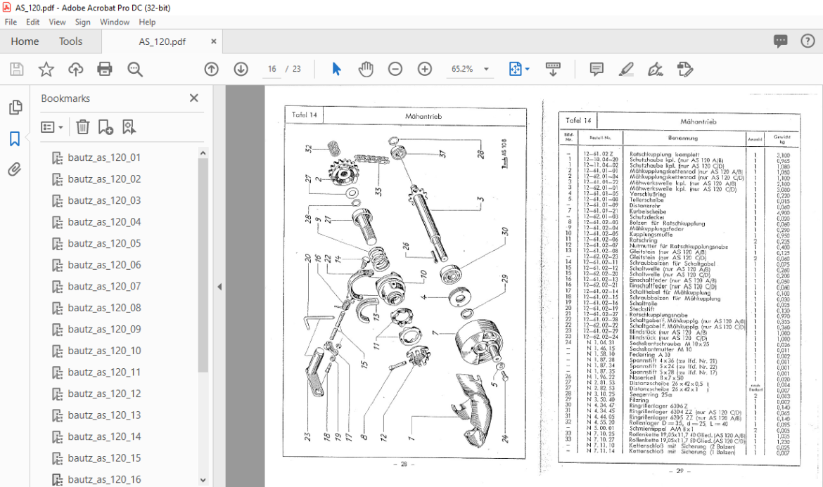 Bautz 14PS AS120 DIESELSCHLEPPER Ersatzteil-liste - PDF DOWNLOAD ...