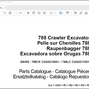 CASE 788 Crawler Excavator Parts Catalogue Manual(7-1930 + R1 + R2 + R3 + R4 + R5)_EN_FR_DE_ES - PDF DOWNLOAD