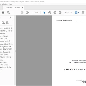 CASE Multi-Fit S couplers for D series excavators Opertor’s Manual(47848479)_EN_FR_DE_IT_ES  - PDF DOWNLOAD