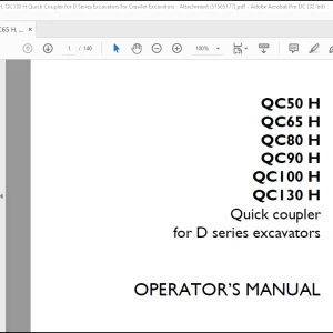 CASE QC50 H QC65 H QC80 H QC90 H QC100 H QC130 H Quick coupler for D series excavators Opertor’s Manual(51565177)_EN_FR_DE_IT_ES -  PDF DOWNLOAD