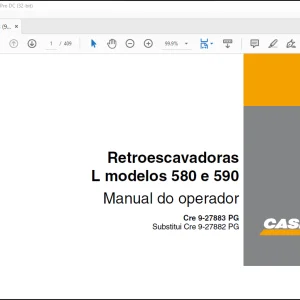 CASE Retroescavadoras L modelos 580 e 590 Manual do operador(9-27883)  - PDF DOWNLOAD (Portuguese)