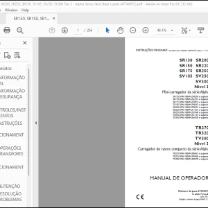CASE SR130, SR150, SR175, SR200, SR220, SR250, SV185, SV250, SV300 Tier 3 - Alpha Series Skid Steer Loader MANUAL DE OPERADOR (47540655)  - PDF DOWNLOAD (Portuguese)