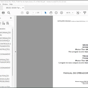 CASE SR250, SV300 Tier 4A Alpha Series SSL, TR320, TV380 Tier 4A Alpha Series CTL MANUAL DE OPERADOR(47685136)  - PDF DOWNLOAD (Portuguese)
