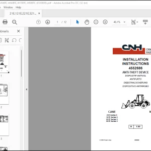 CNH 21E3 Series 3121E 221E 321E W50BTC W60BTC W70BTC W80BTC ANTI-THEFT DEVICE INSTALLATION INSTRUCTIONS MANUAL(6559808)