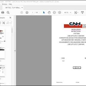 CNH 721F W170C LINE LIFT & TILT Z-BAR WH INSTALLATION INSTRUCTIONS MANUAL(47477846) - PDF DOWNLOAD