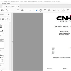 CNH REDUCTION KIT 21E 121E 221E 321E W50B W60B W70B W80B INSTALLATION INSTRUCTIONS MANUAL(47628218) - PDF DOWNLOAD