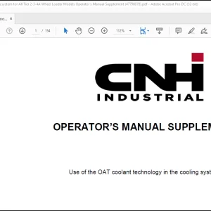 CNH Use of the OAT coolant technology in the cooling system All Tier 2-3-4A Wheel Loader Models Supplement & Operator`s Manual(47798078) - PDF DOWNLOAD