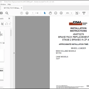 CNH W170C 721F WHEEL LOADER BRAKE PACK REPLACEMENT KIT INSTALLATION INSTRUCTIONS MANUAL(84572686) - PDF DOWNLOAD