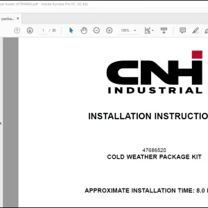CNH Wheel Loader 521G W110 D Cold weather package kit Installation Instructions Manual(47904494) - PDF DOWNLOAD