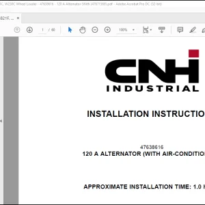 CNH Wheel Loader 621F 721F 821F 921F W130C W170C W190C W230C 120 A ALTERNATOR (WITH AIR-CONDITIONING)Installation Instructions Manual(47671569) - PDF DOWNLOAD