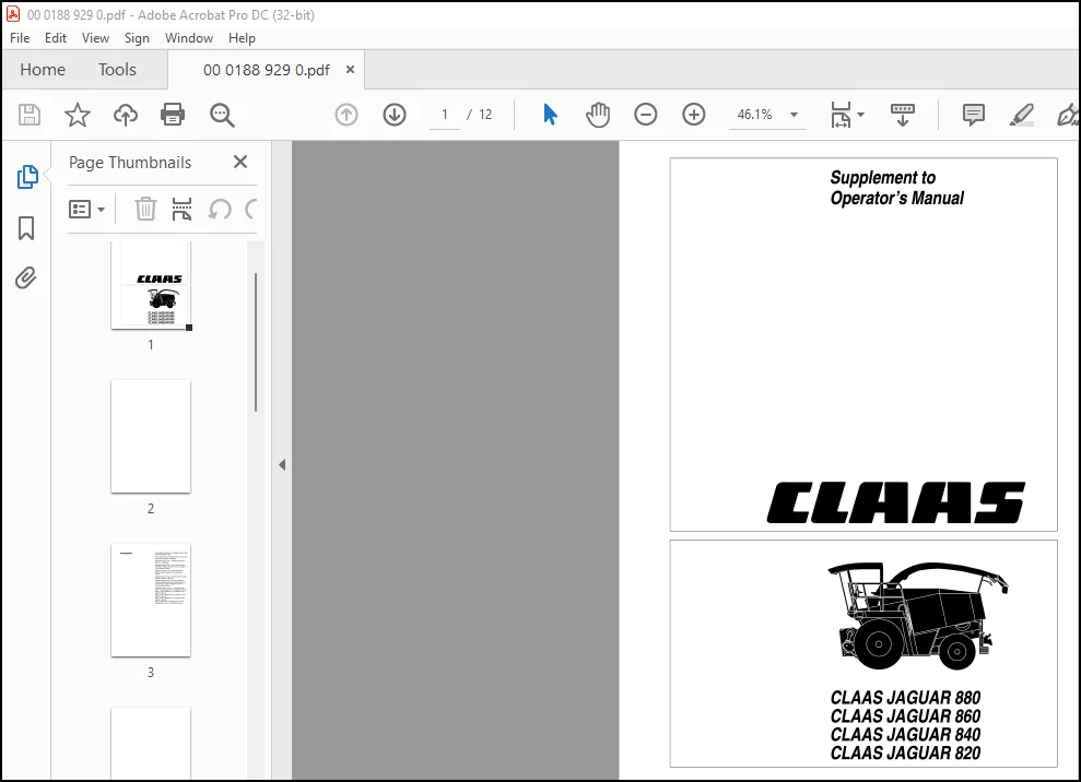 CLAAS JAGUAR 880 860 840 JAGUAR 820 Supplement to Operator's Manual - PDF DOWNLOAD - Image 2