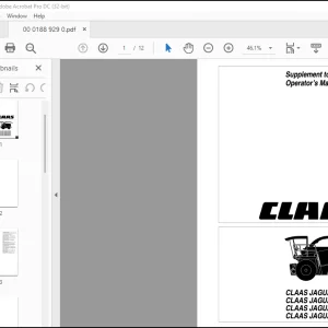 CLAAS JAGUAR 880 860 840 JAGUAR 820 Supplement to Operator's Manual - PDF DOWNLOAD