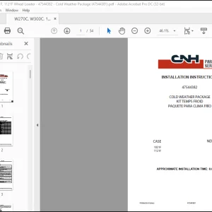 CNH 1021F 1121F W270C W300C COLD WEATHER PACKAGE INSTALLATION INSTRUCTIONS MANUAL(47544381) - PDF DOWNLOAD