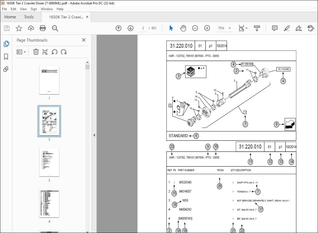 CNH 1650K Tier 2 Crawler Dozer Parts Manual 7-8860ML - PDF DOWNLOAD ...