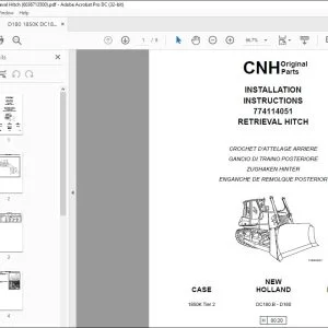 CNH 1850K Tier 2 DC180.B - D180 D180 Tier 2 RETRIEVAL HITCH Installation Instructions Manual 603.67.135.00 - PDF DOWNLOAD